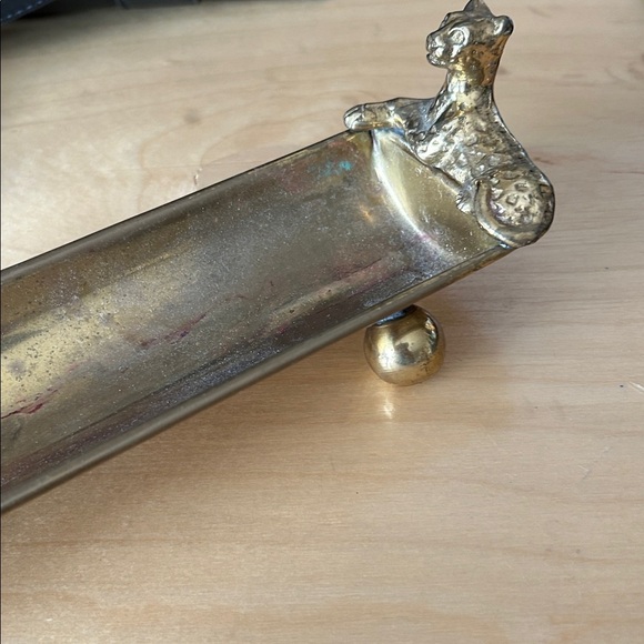 Vintage Medium Rectangular Brass Leopard Dish - Picture 3 of 4